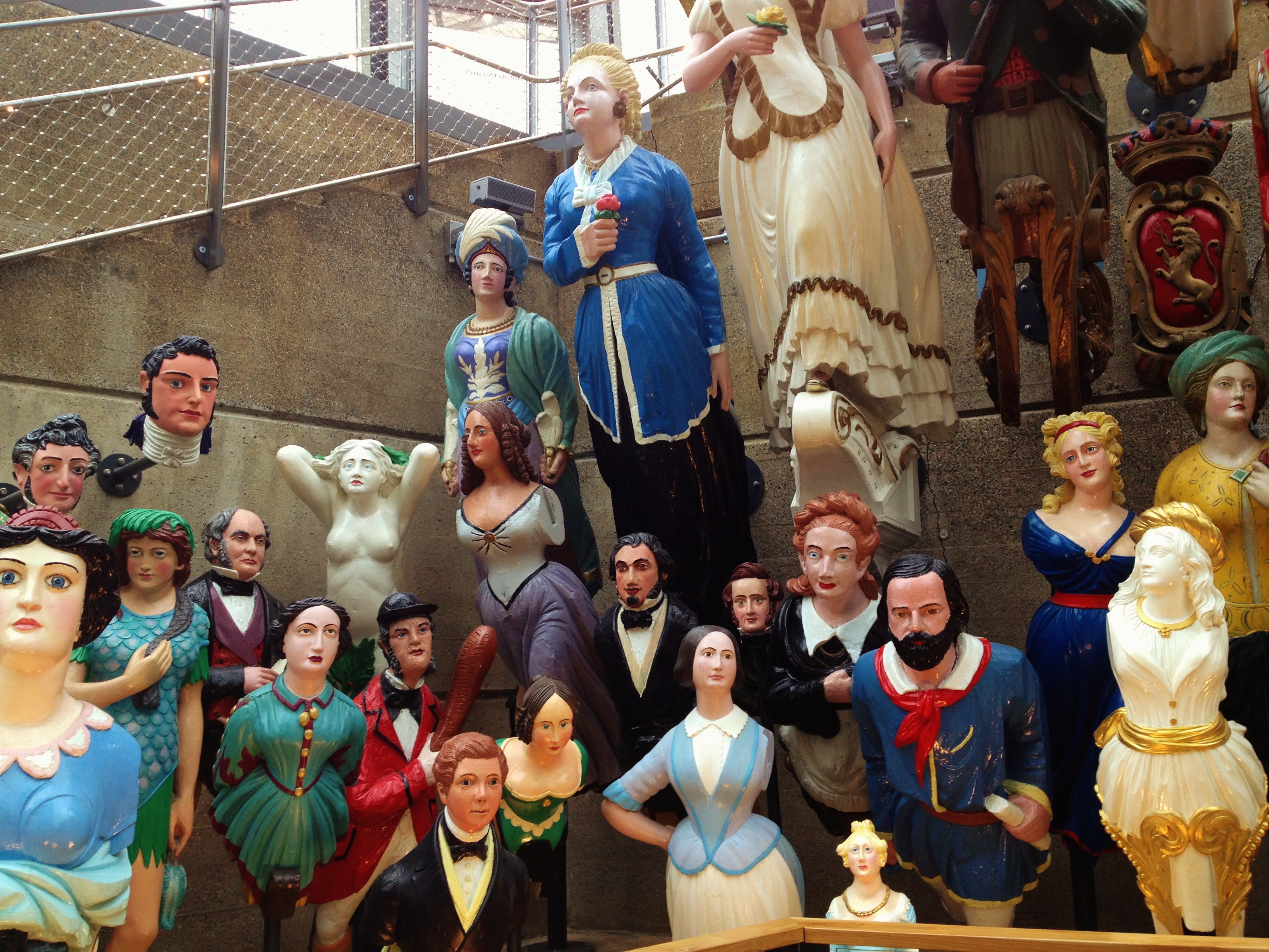 The Long John Silver Collection of figureheads, at the Cutty Sark museum.
