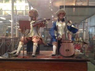 Luxury toy, 1870-1880. When the handle is turned the monkey musicians perform.
