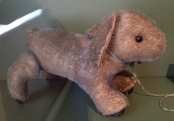 Pull-along rabbit toy, made in Germany between 1928 and 1930.