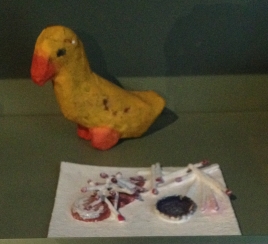 Model duck and campfire created in 1960 by a little boy called Stephen at nursery school